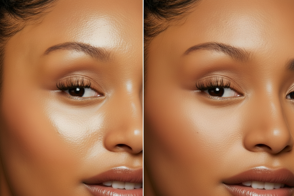 Before/After enhanced shine left side