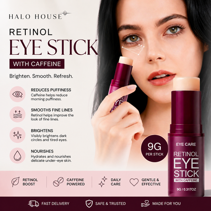 Woman applying Halo House Retinol Eye Stick with Caffeine 